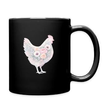 Peinture aquarelle de poule poule - Mug uni - noir - Droite