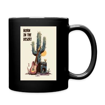 Desert Jam Guitar and Cactus Sunset - Full Colour Mug - black - Right