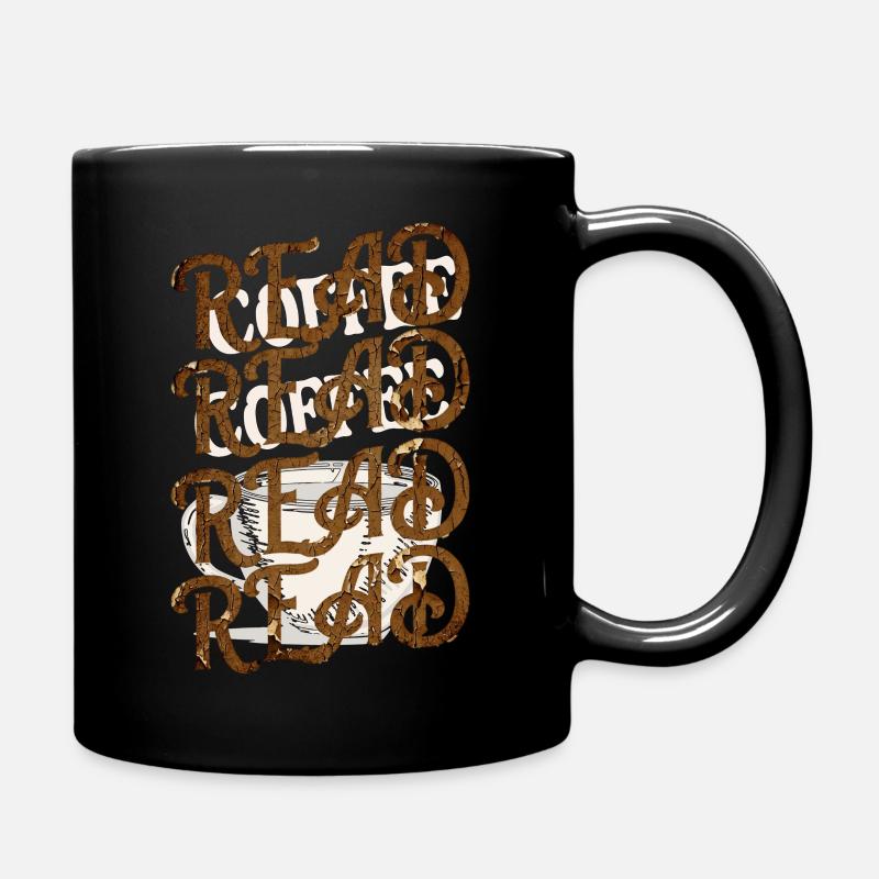 Read Design - Vintage Look with Coffee Background - Full Colour Mug - black