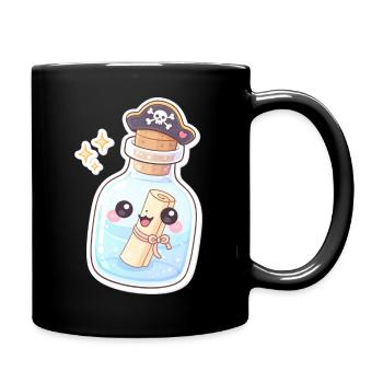 Cute Pirate Message in a Bottle - Tasse einfarbig - Schwarz - Rechts