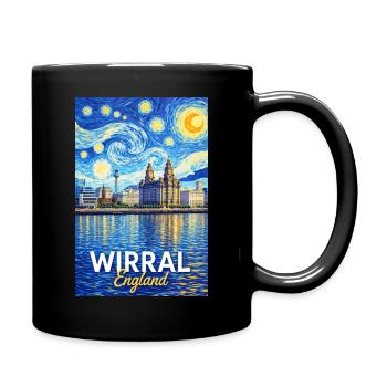 La silhouette de l’Angleterre du Wirral dans le ciel étoilé - Mug uni - noir - Droite