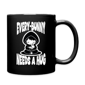 Rabbit Hug Every-Bunny Manga Cute - Full Colour Mug - black - Right