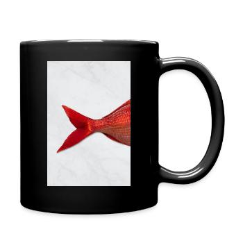 Roter Fisch Minimal Art Design - Tasse einfarbig - Schwarz - Rechts