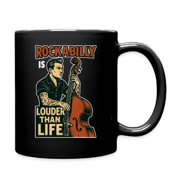 Rockabilly Kontrabass: 50s Musiker & Tattoo Art - Tasse einfarbig - Schwarz - Rechts