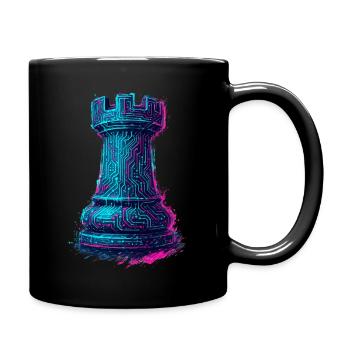 Cyberpunk-Neon-Futuristischer Schachturm - Tasse einfarbig - Schwarz - Rechts