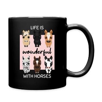 Joie du cheval : La vie est merveilleuse avec les chevaux - Mug uni - noir - Droite