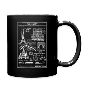 Pariser Stadtsilhouetten-Bauplan - Tasse einfarbig - Schwarz - Rechts