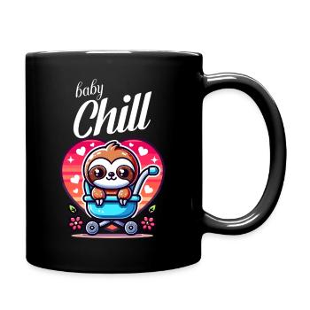 Bébé paresseux mignon en design de cœur de poussette - Mug uni - noir - Droite
