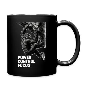 Gorilla Bouldering: Power Control Focus Design - Full Colour Mug - black - Right