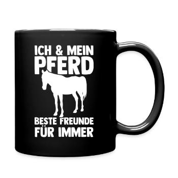 Reiten Pferdeliebhaber Reiterhof Pferde - Tasse einfarbig - Schwarz - Rechts