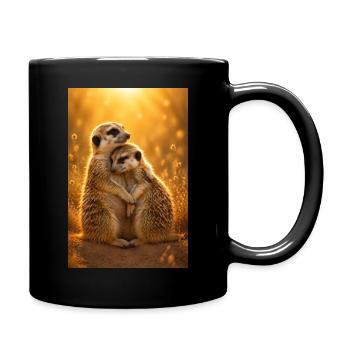 Erdmännchen Umarmung - Tasse einfarbig - Schwarz - Rechts