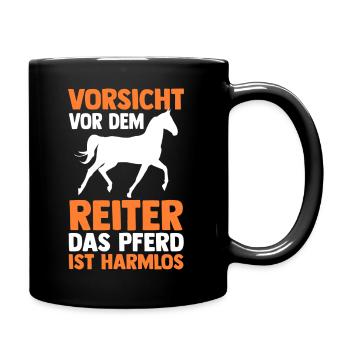 Reiten Pferdeliebhaber Reiterhof Pferde - Tasse einfarbig - Schwarz - Rechts