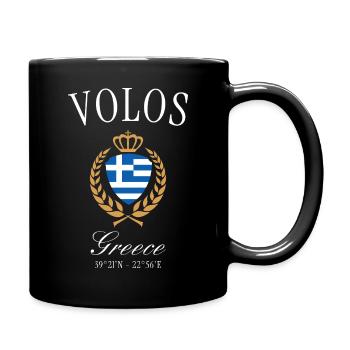 Volos Griechenland Wappen Krone – Reise Souvenir - Tasse einfarbig - Schwarz - Rechts