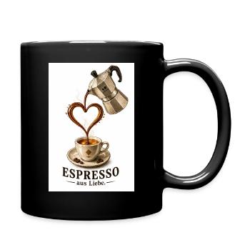 EspressoHerz aus Liebe - Tasse einfarbig - Schwarz - Rechts