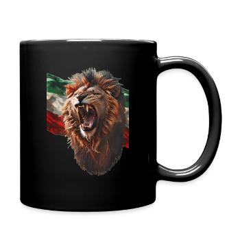 Lion rugissant et drapeau iranien - Mug uni - noir - Droite