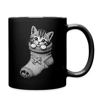 Kätzchen - Tasse einfarbig - Schwarz - Rechts
