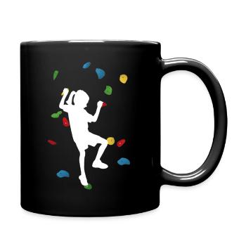 Kletterwand-Mädchen weiß – Boulder - Tasse einfarbig - Schwarz - Rechts