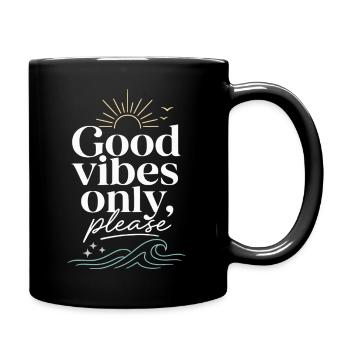 Gute Vibes Nur Bitte – Sonne & Meer - Full Colour Mug - black - Right