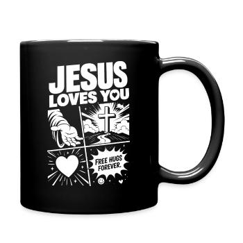 Jesus Loves You Faith Comic - Tasse einfarbig - Schwarz - Rechts