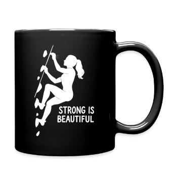 Strong is Beautiful – Ästhetik beim Bouldern - Tasse einfarbig - Schwarz - Rechts