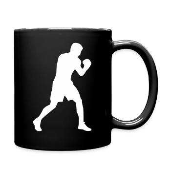 Boxer-Silhouette in Bewegung - Tasse einfarbig - Schwarz - Rechts