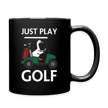 Duck dich im Golfwagen – Spiel einfach Golf - Tasse einfarbig - Schwarz - Rechts