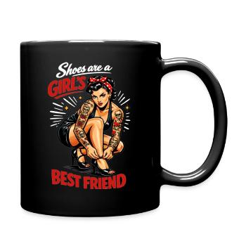 Old School Pin-Up: Shoes are a Girl's Best Friend - Full Colour Mug - black - Right