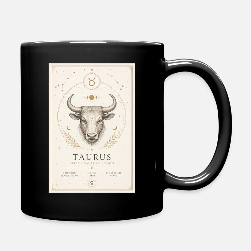 Stier Sternzeichen Kosmos-Illustration - Tasse einfarbig - Schwarz
