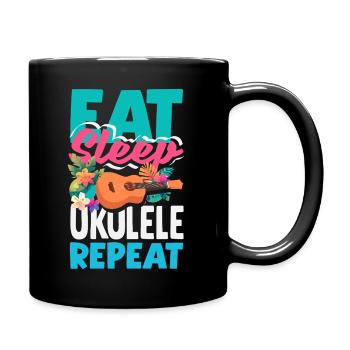 Mange Sommeil Ukulélé Répéter Musicien hawaïen drôle - Mug uni - noir - Droite