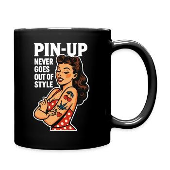 Pin-Up Never Goes Out of Style – 50s Retro - Tasse einfarbig - Schwarz - Rechts