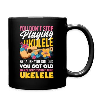 Wife Mom Ukulele Legend Lustiger Muttertag - Tasse einfarbig - Schwarz - Rechts
