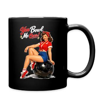 Retro Bowling Pin-Up: You Bowl Me Over! - Tasse einfarbig - Schwarz - Rechts