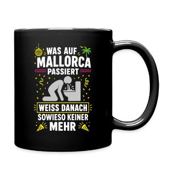 Malle 2026 Was auf Malle passiert weiß danach... - Tasse einfarbig - Schwarz - Rechts