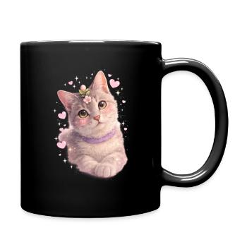 Chaton fleuri - Mug uni - noir - Droite