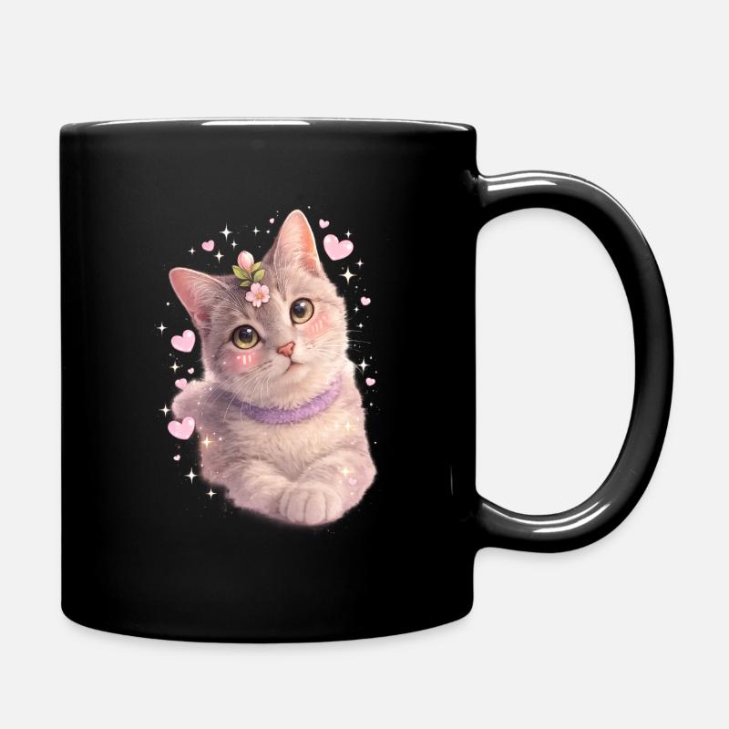 Blütiges Kätzchen - Tasse einfarbig - Schwarz