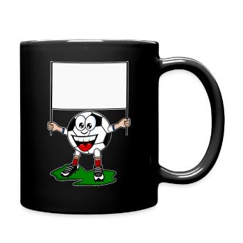 Cartoon Fußballer mit Banner - Tasse einfarbig - Schwarz - Rechts