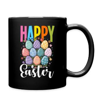 Joyeuse Pâques, douce chasse aux œufs du lapin, œufs de Pâques - Mug uni - noir - Droite