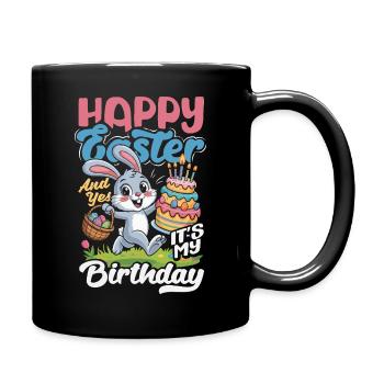 Joyeuse Pâques, douce chasse aux œufs du lapin, œufs de Pâques - Mug uni - noir - Droite