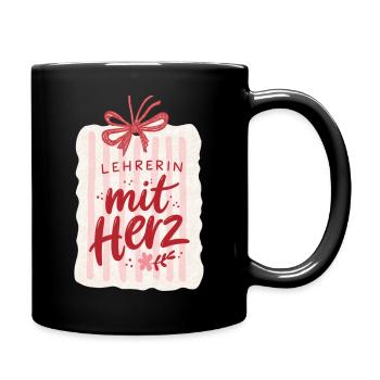 Lehrerin mit Herz!  - Tasse einfarbig - Schwarz - Rechts