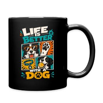 Life Is Better With A Dog By Your Side - Full Colour Mug - black - Right