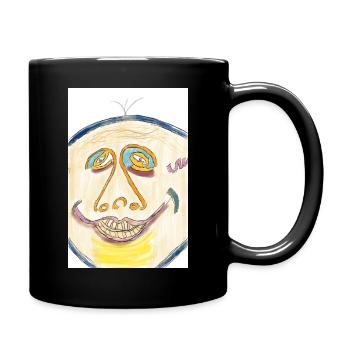 Cheerful color face illustration - Full Colour Mug - black - Right
