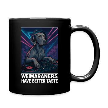Weimaraner DJ: Elegant in the club with headphones - Full Colour Mug - black - Right
