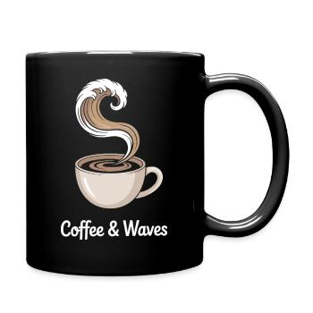 Vagues de café, surf, Plage de surfeurs de Café et Vagues - Mug uni - noir - Droite