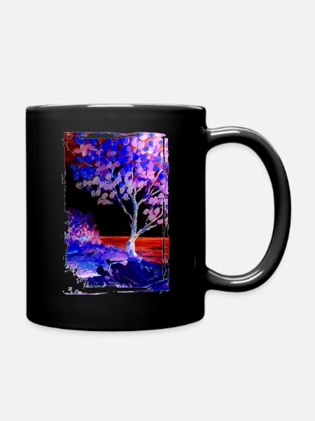 Art motif by Jörg Langhans. Landscape on the beach - Full Colour Mug - black