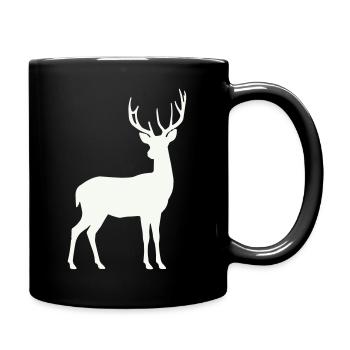 Silhouette de cerf au clair de lune - Mug uni - noir - Droite