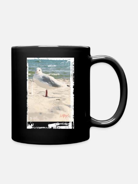 Wattvogel Foto Nordsee Möwe Strand Ostsee - Tasse einfarbig - Schwarz