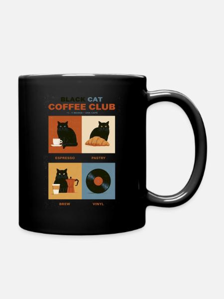 Black Cat Coffee Club Panels - Tasse einfarbig - Schwarz