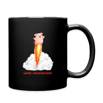 Raketen Schwein Unaufhaltsam - Tasse einfarbig - Schwarz - Rechts