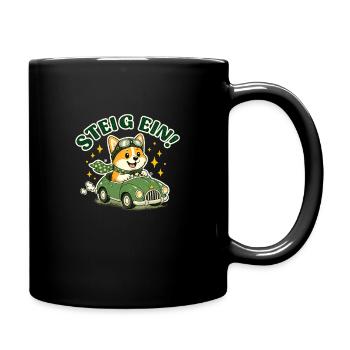 Steig ein! Corgi im Auto - Tasse einfarbig - Schwarz - Rechts