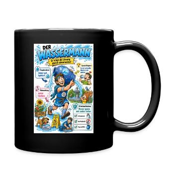 Der Wassermann – die Lösung eimerweise - Tasse einfarbig - Schwarz - Rechts